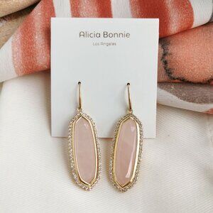 Alicia Bonnie - Abigail - Gold Rose Quartz Drop Earrings